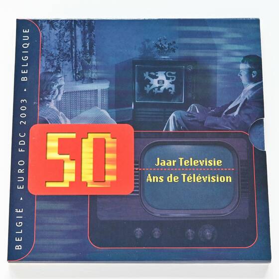 BELGIEN 2003 amtlicher Kursmünzsatz 50 Jahre Fernsehen