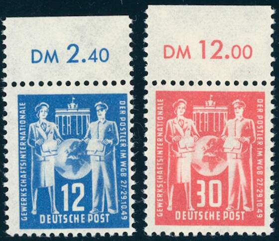 DDR 1949 MiNr. 243-244 vom Oberrand