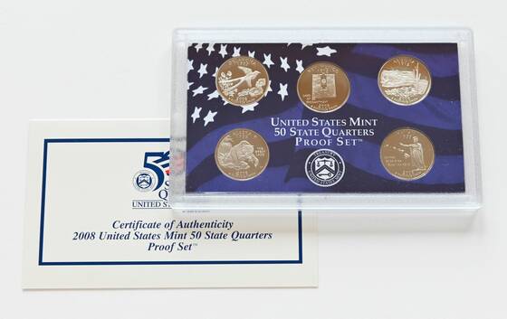 USA 2008 Proof Set 50 State Quarters 5 Münzen