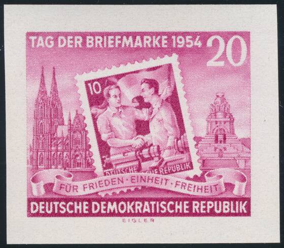 DDR 1954 MiNr. 445 B XII Einzelmarke aus Block 10