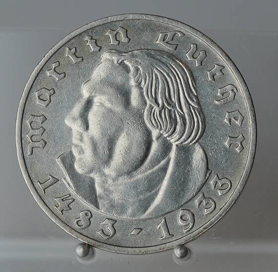 DRITTES REICH 2 Reichsmark, Luther, 1933 A, Jaeger 352