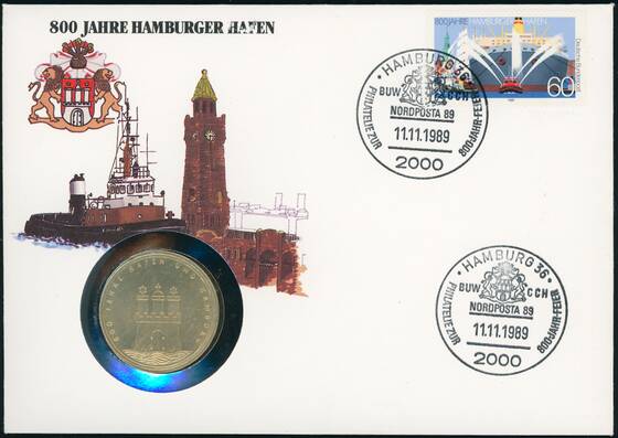 BRD 1989/1989 Numisbrief 800 Jahre Hamburger Hafen