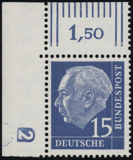 BRD 1954 MiNr. 184 x W DZ Druckerzeichen "2" negativ