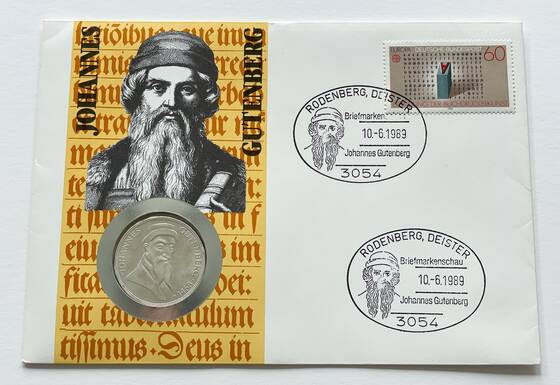 BRD 1968/1989 Numisbrief Johannes Gutenberg