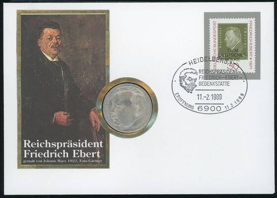BRD 1975/1989 Numisbrief Friedrich Ebert