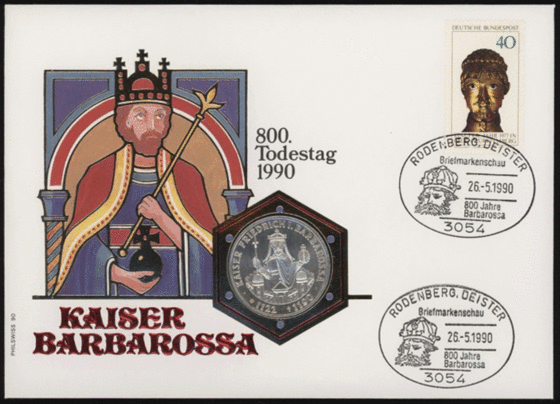 BRD 1990/1990 Numisbrief "800. Todestag Kaiser Barbarossa"