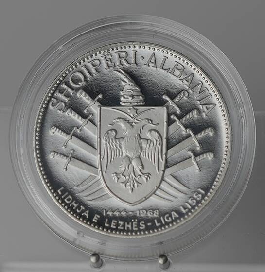 ALBANIEN 5 Leke Silber 1968 500. Todestag von Skanderbeg 