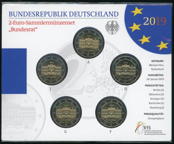 BRD 2019 Bundesrat 5 x 2 Euro