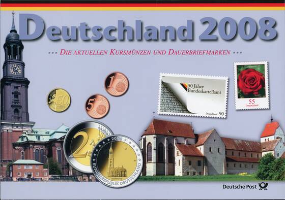 BRD Kursmünzsatz KMS Deutsche Post 2008 A