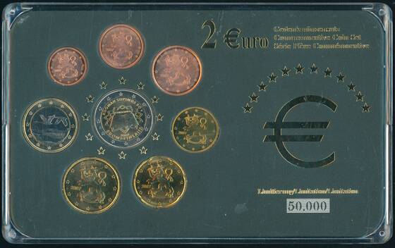 FINNLAND 2007 Gedenkmünzensatz mit 2 Euro Römische Verträge 