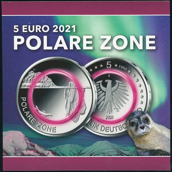 BRD 5 x 5 Euro 2021 Polare Zone komplett