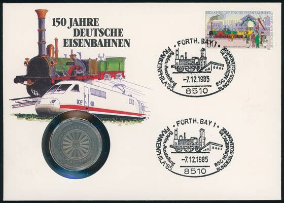 BRD 1985/1985 Numisbrief 150 Jahre Deutsche Eisenbahn