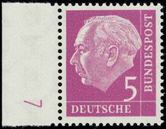 BRD 1954 MiNr. 179 x W DZ Druckerzeichen "7" positiv