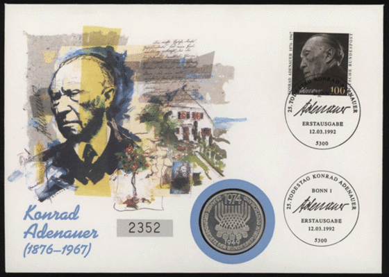 BRD 1974/1992 Numisbrief "Konrad Adenauer (1876-1967)"