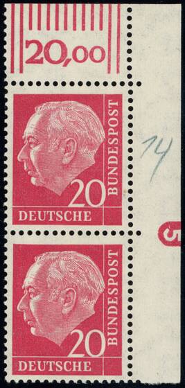 BRD 1954 MiNr. 185 x W DZ Druckerzeichen "5" negativ