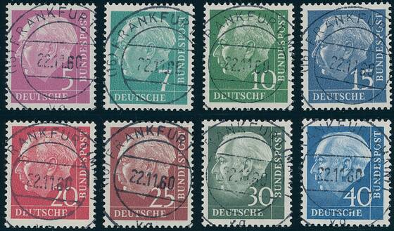 BRD 1960, MiNr. 179-260 y Heuss lumogen