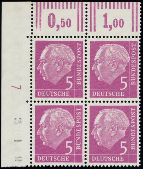 BRD 1954 MiNr. 179 x W DZ Druckerzeichen "7" positiv