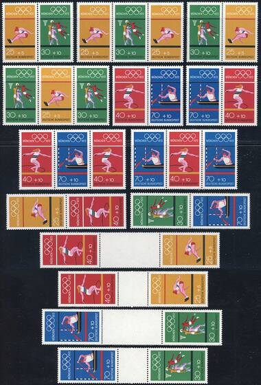 BRD 1972 Zusammendrucke Olympiamarken, komplette Serie