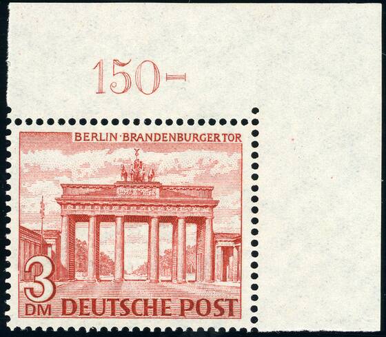 BERLIN 1949 MiNr. 59 rechte, obere Bogenecke