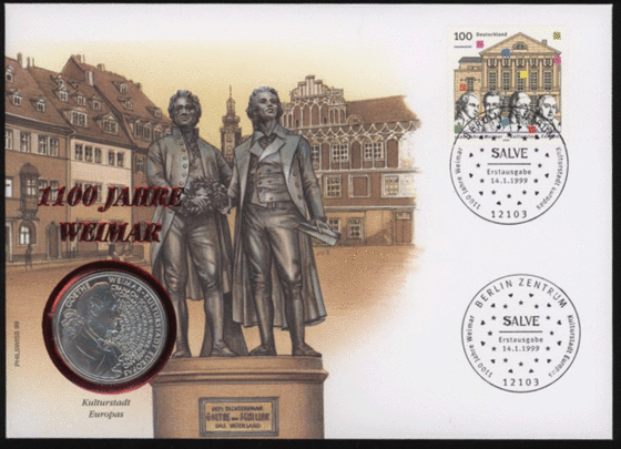 BRD 1999/1999 Numisbrief "1100 Jahre Weimar"/Kulturhauptstadt Europas 1999