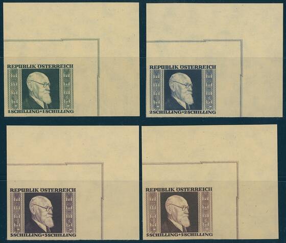 ÖSTERREICH 1946, MiNr. 772-775 B Luxusbogenecken OR