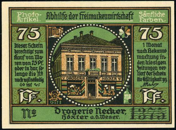 Höxter 1922 Drogerie Necker 617.1 a) 75 Pfg.