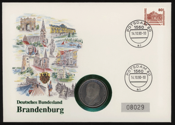 BRD/DDR 1981/1990 Numisbrief Deutsches Bundesland Brandenburg