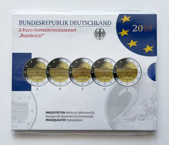 BRD 2019 Bundesrat 5 x 2 Euro PP