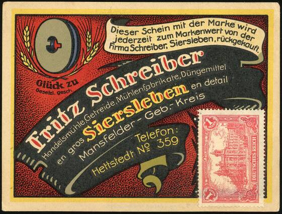 Siersleben 1922 Fritz Schreiber 1227.1 a) 1 Mk.