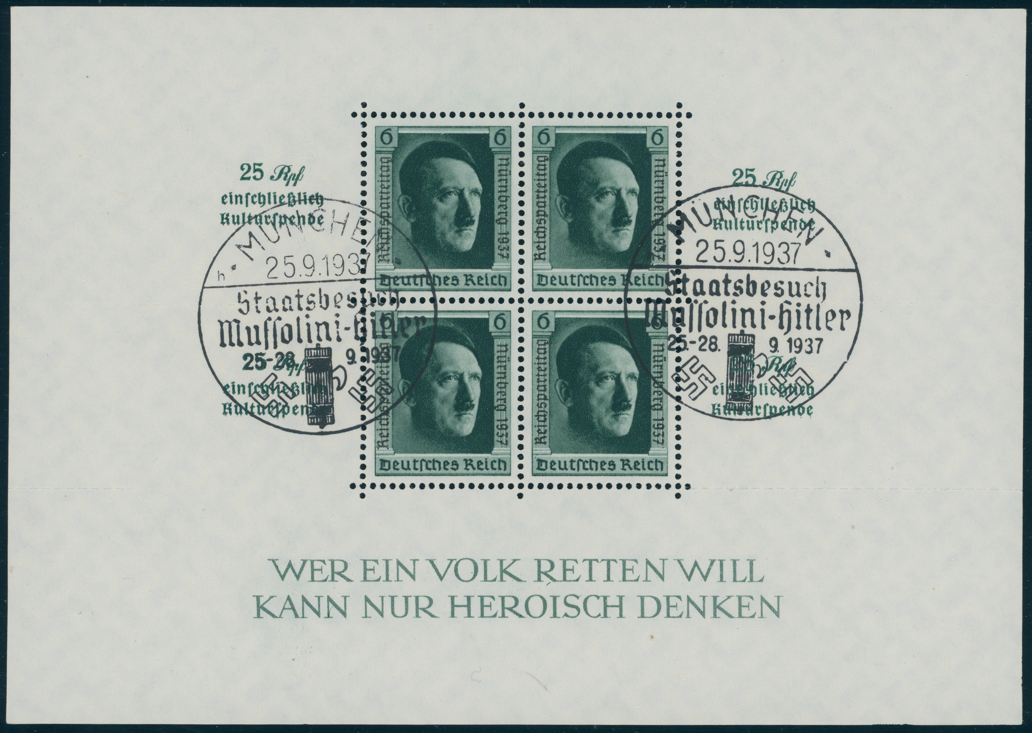 DEUTSCHES REICH 1937 Block 11 mit Sonderstempel