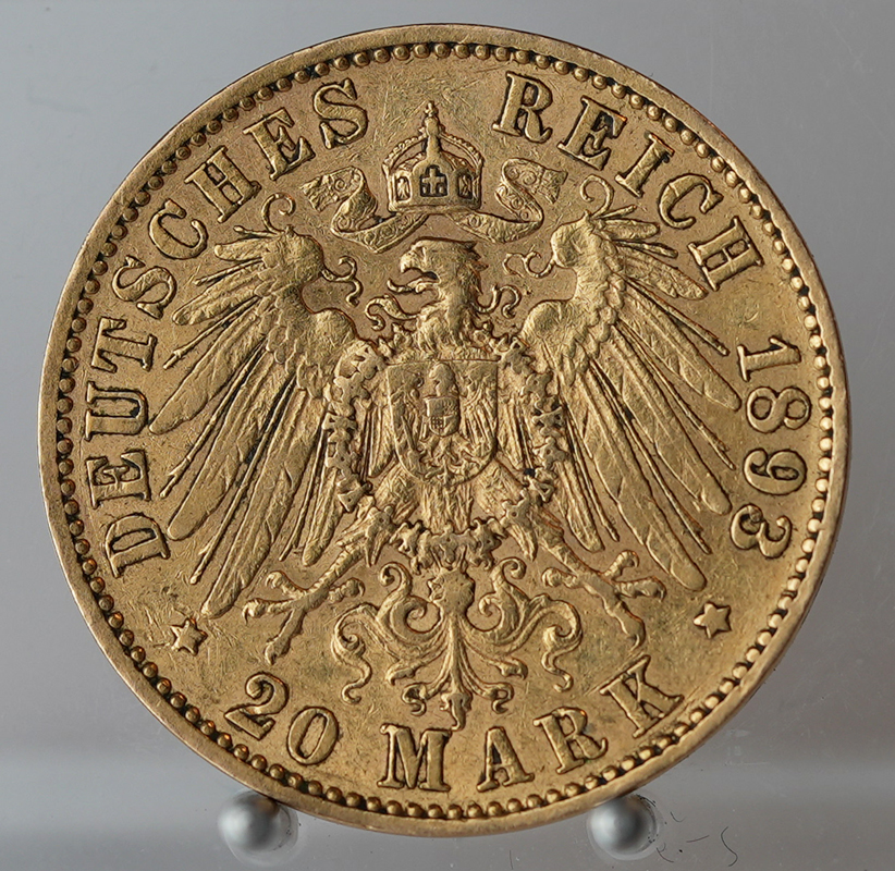 PREUSSEN 20 Mark Gold 1893 A Jaeger 252