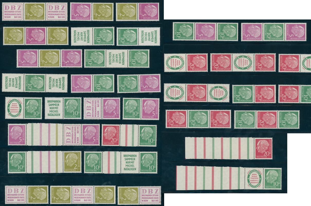 BRD 1955 Zusammendrucke W 4 - S 36 und RL 1-2 Serie komplett