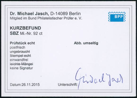 SBZ, MiNr. 92 AX c t