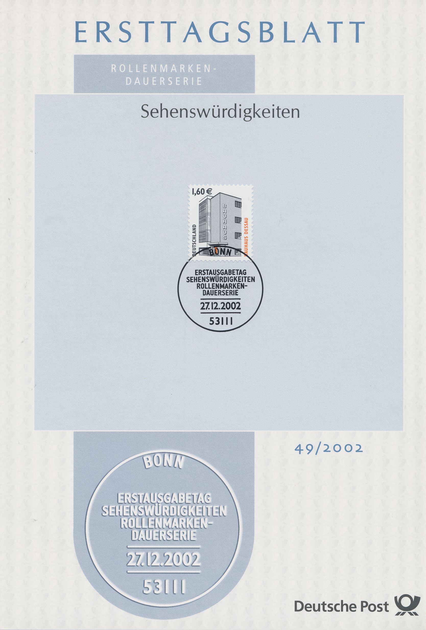 BRD Ersttagsblätter Jahrgang 2002