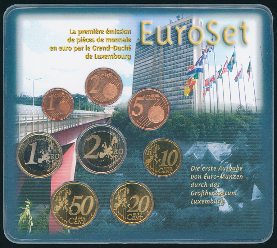 LUXEMBURG offizieller Euro-Kursmünzensatz 2002