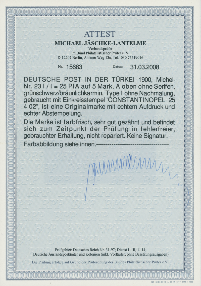 DP TÜRKEI 1900 MiNr. 23 I / I
