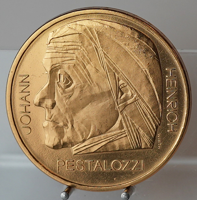 SCHWEIZ 5 Franken 1977 Pestalozzi vergoldet