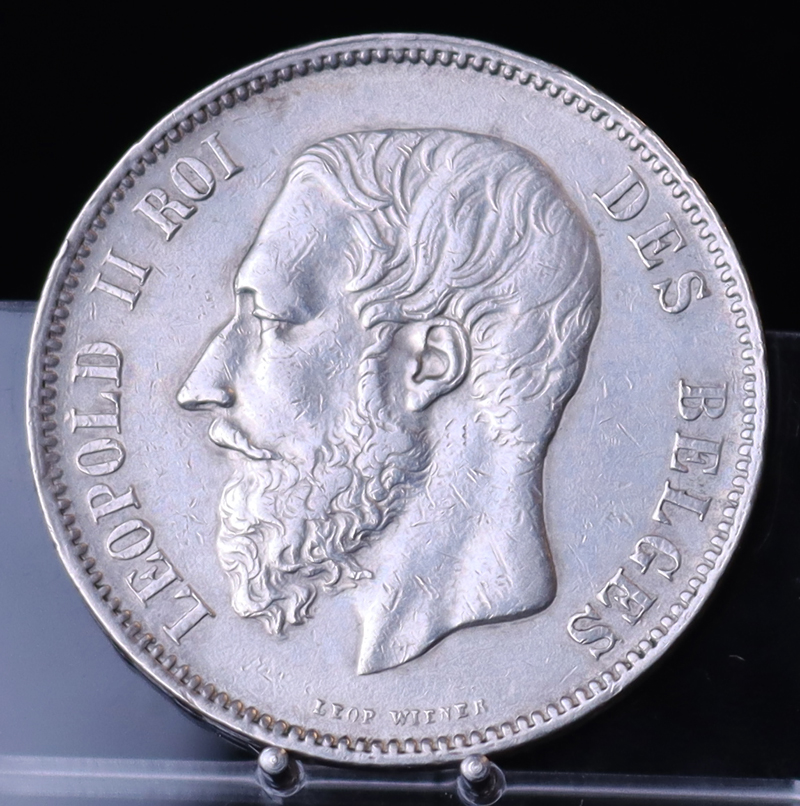 BELGIEN 5 Francs Silber 1869
