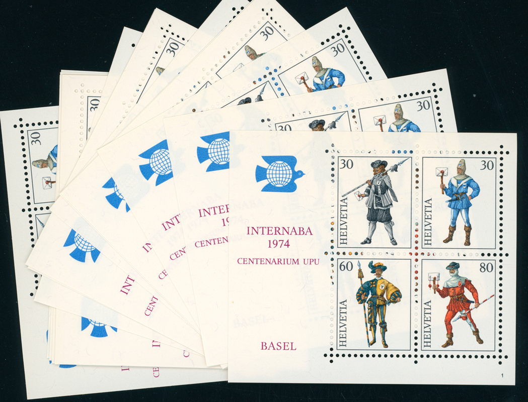 SCHWEIZ 1974 Block 22 komplette Serie mit 15 Blocks mit Blockseriennummer SCHWEIZ 1974 Block 22 komplette Serie mit 15 Blocks mit Blockseriennummer