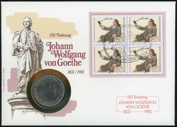 BRD 1982/1982 Numisbrief Johann Wolfgang von Goethe BRD 1982/1982 Numisbrief Johann Wolfgang von Goethe
