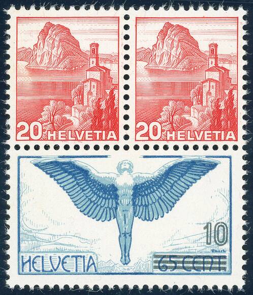 SCHWEIZ 1938 MiNr. A 327-B 327 Herzstück aus Block 4