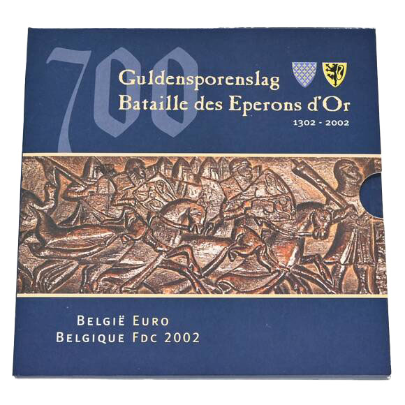 BELGIEN 2002 amtlicher Kursmünzsatz 700 Jahre Sporenschlacht