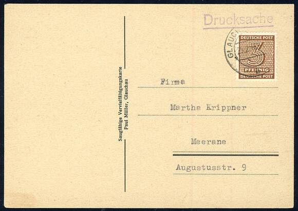 SBZ MiNr. 126 wd Y, Einzelfrankatur SBZ MiNr. 126 wd Y, Einzelfrankatur