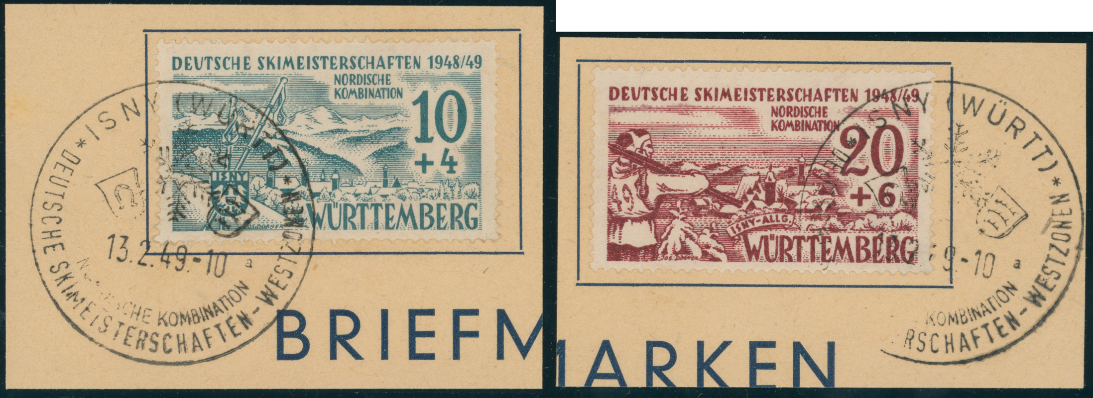 FZ WÜRTTEMBERG MiNr. 38-39 y mit SST