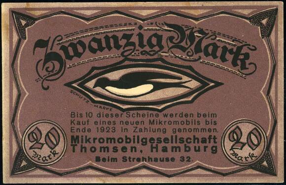 Hamburg o.D. Thomsen Mikromobilgesellschaft 558.1 20 Mk.