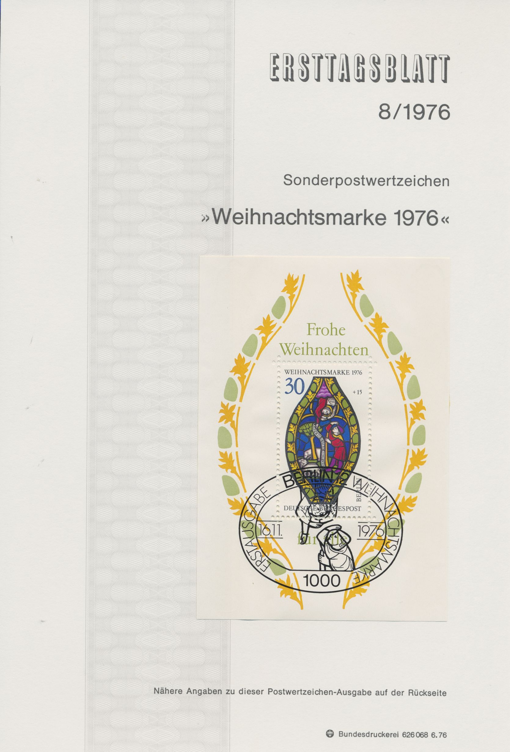 Berlin Ersttagsblätter Jahrgang 1976