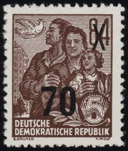 DDR 1954 MiNr. 442 I g XII ND F Nachdruck ohne Stempel