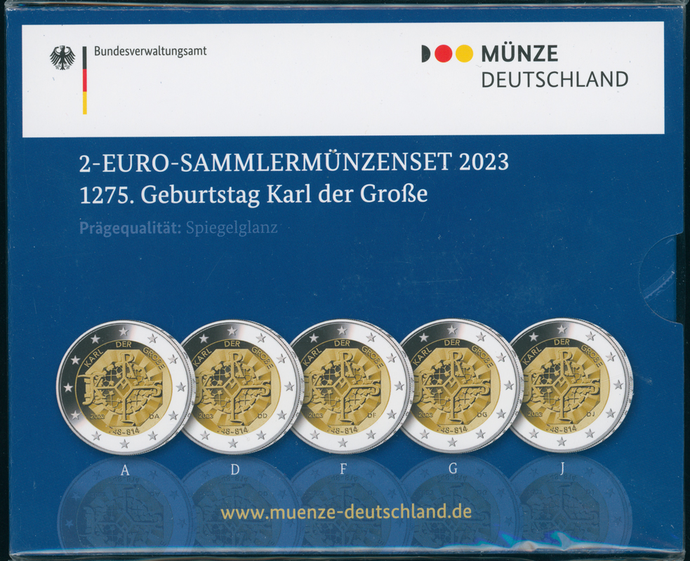 BRD 2023 Karl der Große 5 x 2 Euro PP BRD 2023 Karl der Große 5 x 2 Euro PP