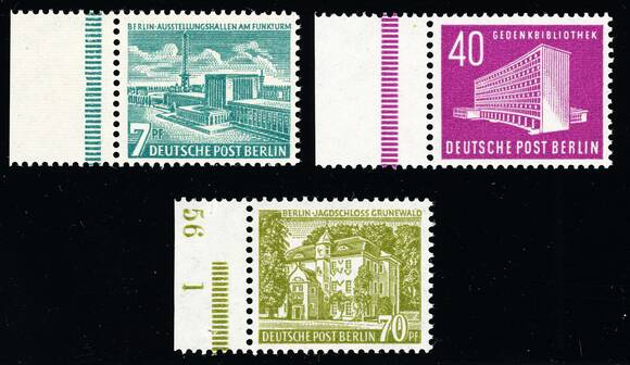 BERLIN 1954 MiNr. 121-123 linker Bogenrand