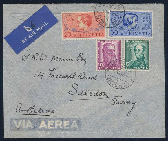 SCHWEIZ 1937 MiNr. 314-317 FDC